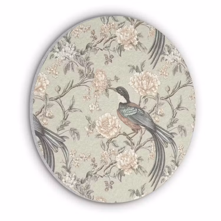 Bloem - Vogel - Kleurrijk Akoestische PET Vilt - Rond klein 838 -3d