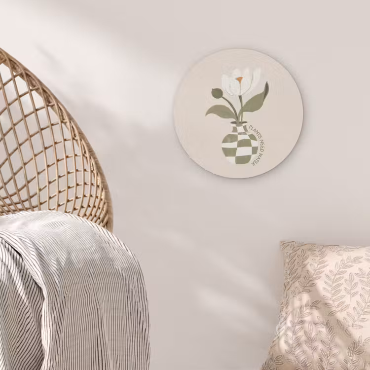 Bloem - Wit - Vaas - Quote Akoestische PET Vilt - Rond klein -sfeer4