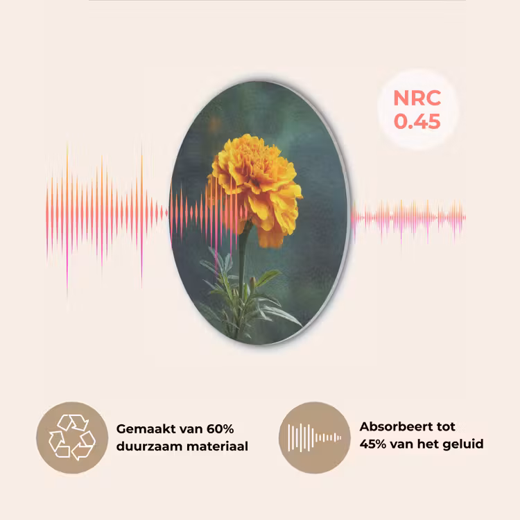 Bloemblaadjes - Afrikaan - Oranje - Wazig Akoestische PET Vilt - Rond klein -USP_NL