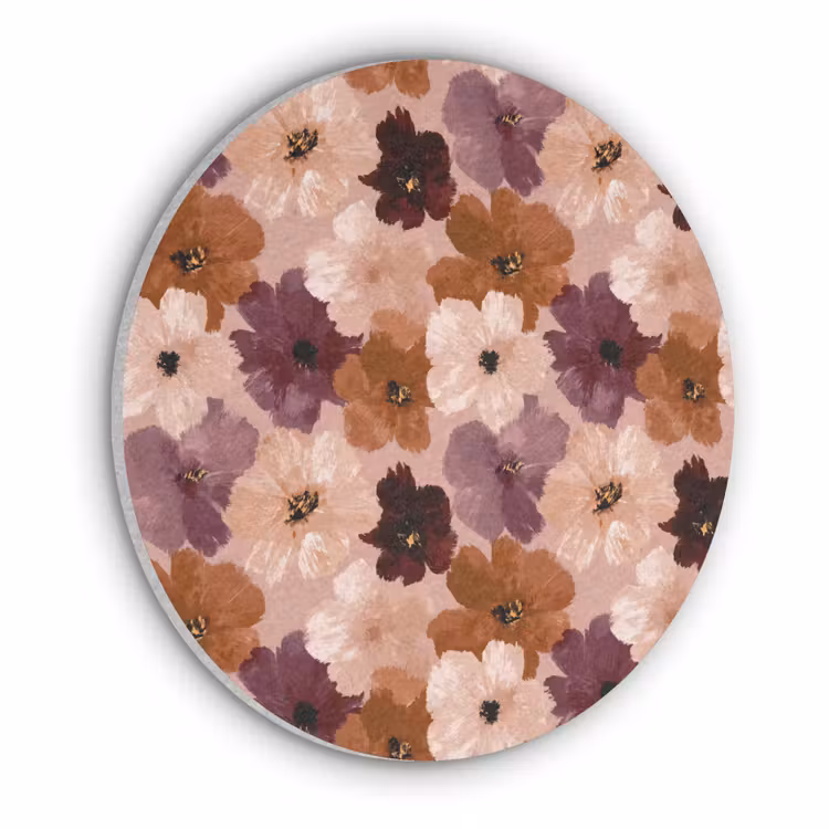 Bloemen - Abstract - Aardetinten Akoestische PET Vilt - Rond klein 838 -3d