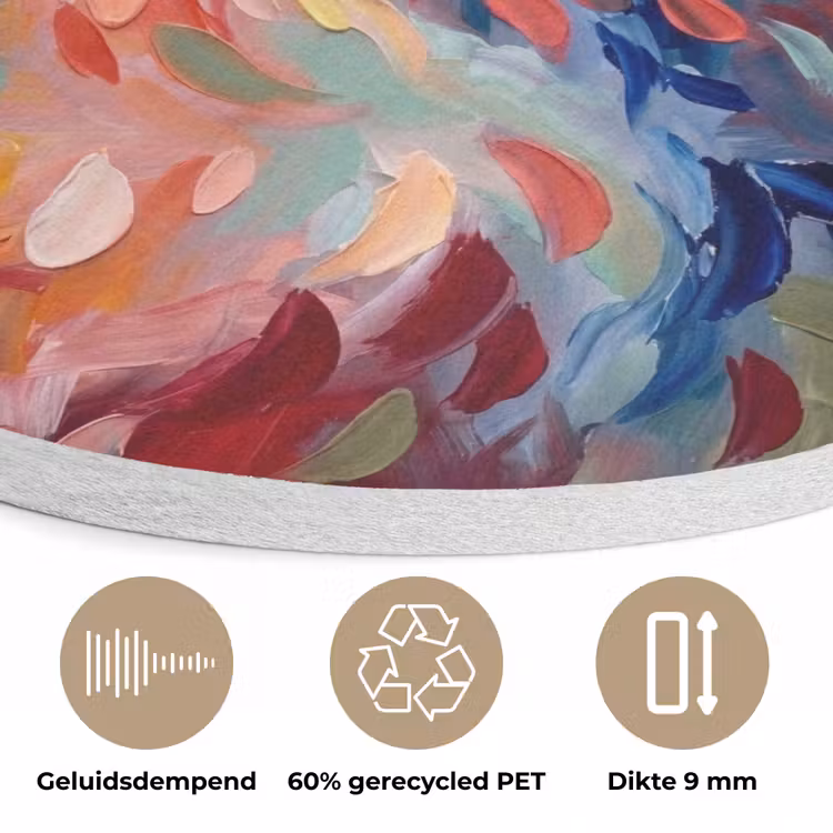 Bloemen - Abstract - Kunst - Modern Akoestische PET Vilt - Rond klein -closeup_NL