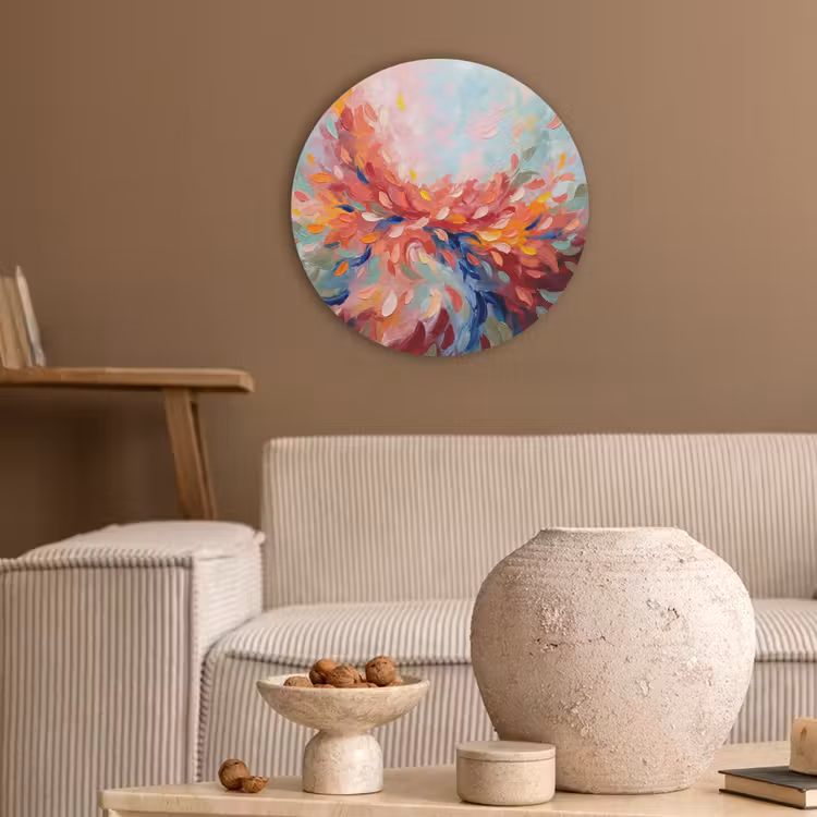 Bloemen - Abstract - Kunst - Modern Akoestische PET Vilt - Rond klein -sfeer1