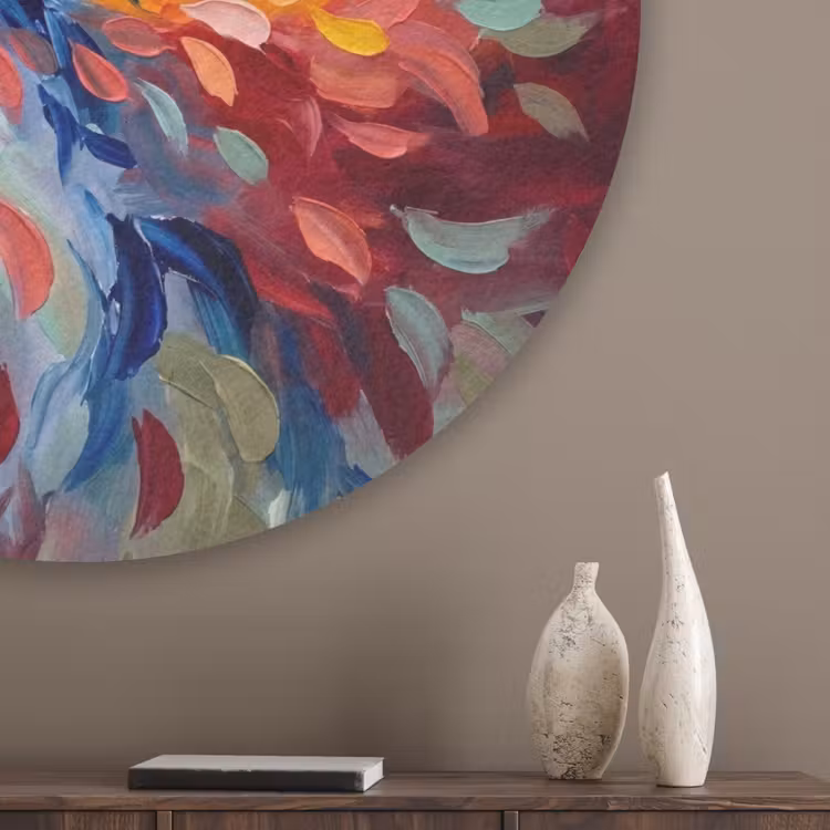 Bloemen - Abstract - Kunst - Modern Akoestische PET Vilt - Rond klein -sfeer5_closeup