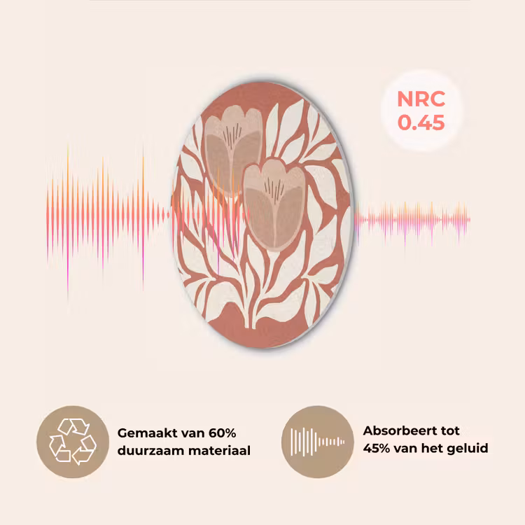 Bloemen - Abstract - Modern - Beige - Natuur Akoestische PET Vilt - Rond klein -USP_NL