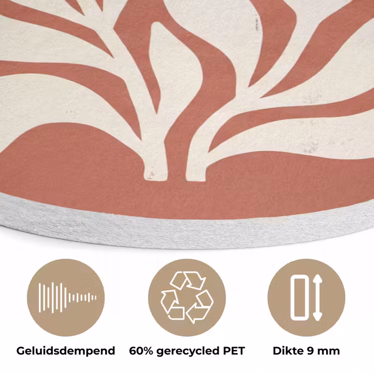 Bloemen - Abstract - Modern - Beige - Natuur Akoestische PET Vilt - Rond klein -closeup_NL