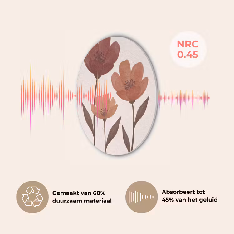 Bloemen - Abstract - Modern - Bruin - Decoratief Akoestische PET Vilt - Rond klein -USP_NL