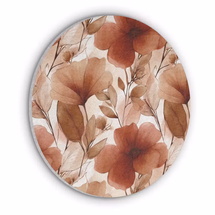 Bloemen - Aquarel - Botanisch - Terracotta Akoestische PET Vilt - Rond klein 838 -3d