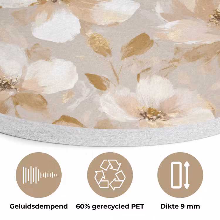 Bloemen - artistiek - Goud Akoestische PET Vilt - Rond klein 838 -closeup_NL