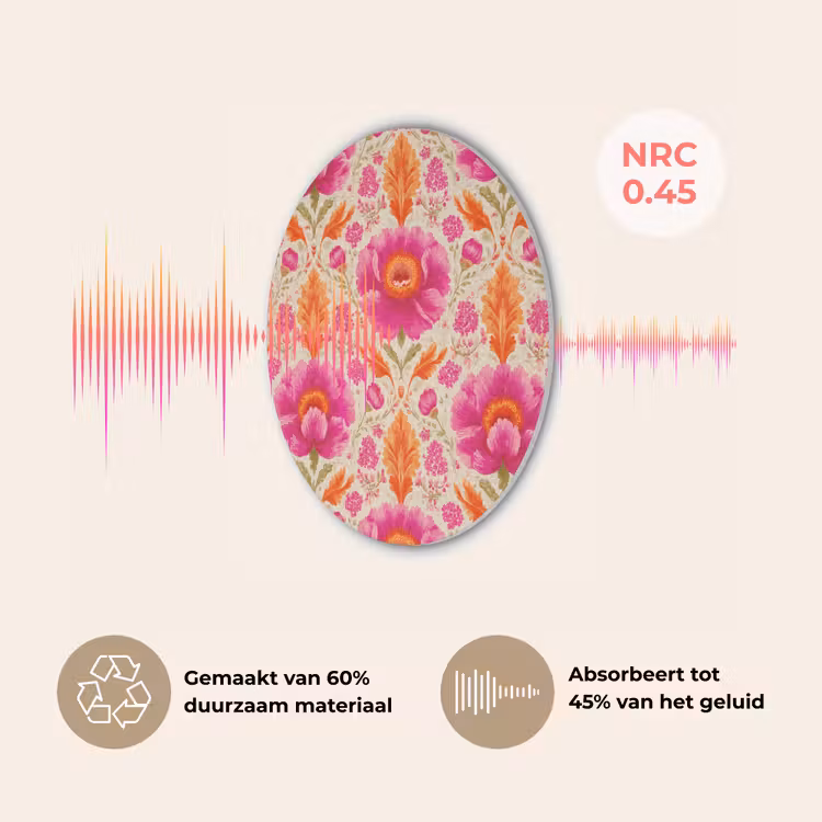 Bloemen - Barok - Roze - Oranje Akoestische PET Vilt - Rond klein 838 -USP_NL