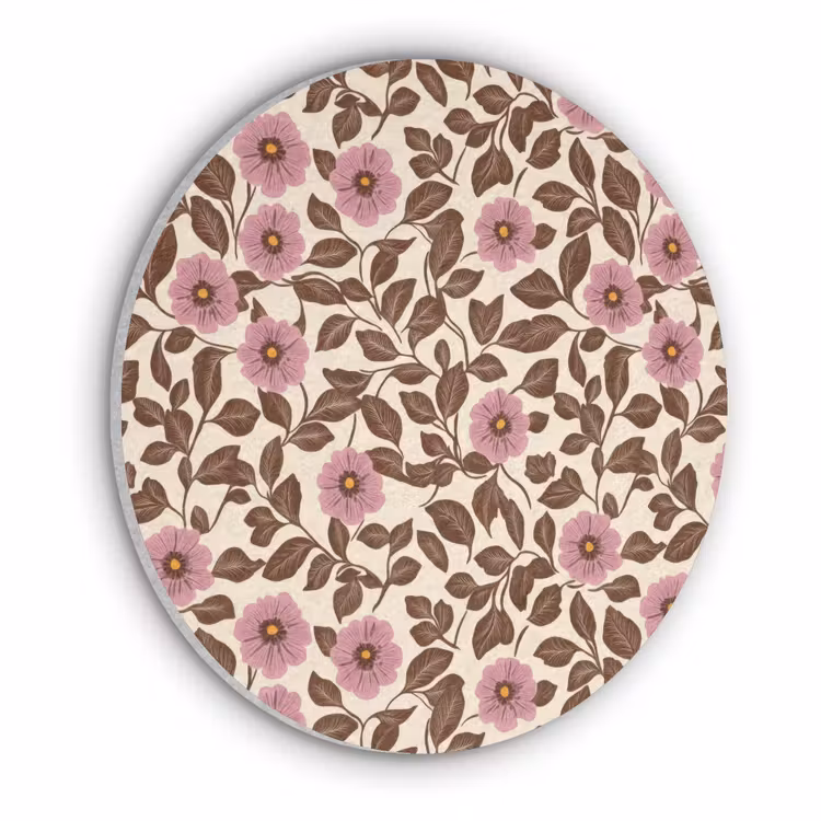 Bloemen - Bladeren - Kleurrijk Akoestische PET Vilt - Rond klein 838 -3d