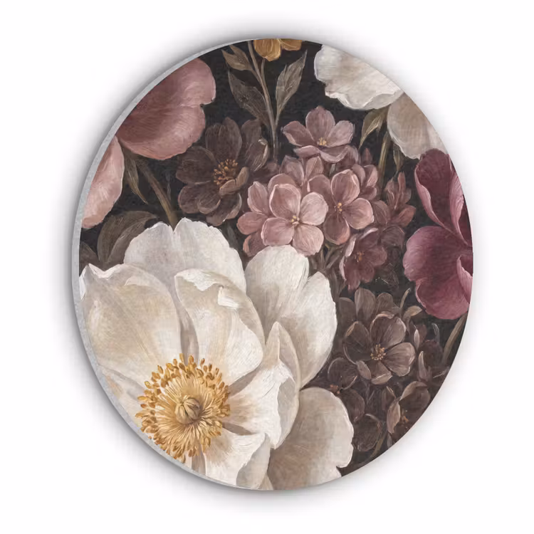 Bloemen - Boeket - Klassiek - Donker - Rood Akoestische PET Vilt - Rond klein -3d