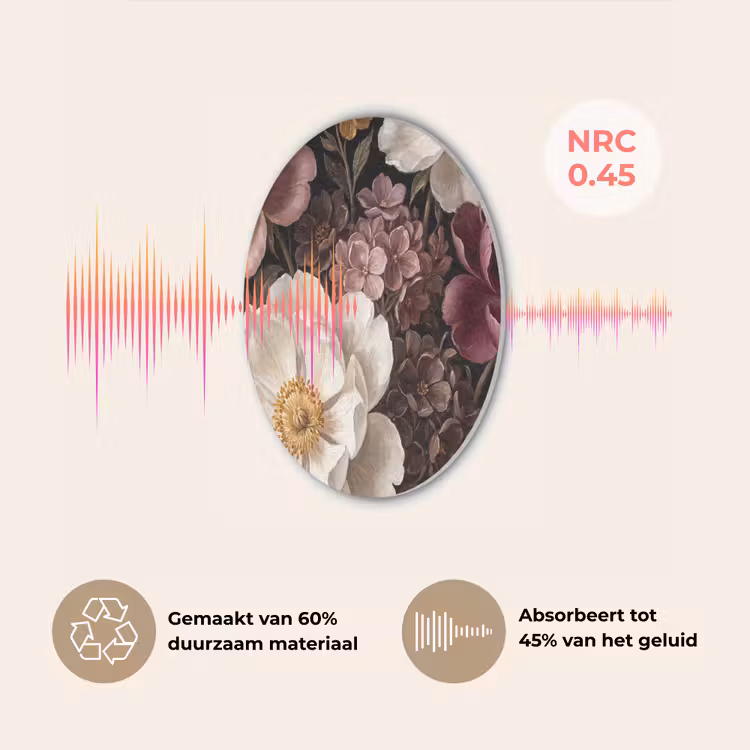 Bloemen - Boeket - Klassiek - Donker - Rood Akoestische PET Vilt - Rond klein -USP_NL
