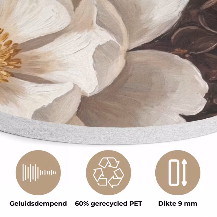 Bloemen - Boeket - Klassiek - Donker - Rood Akoestische PET Vilt - Rond klein -closeup_NL