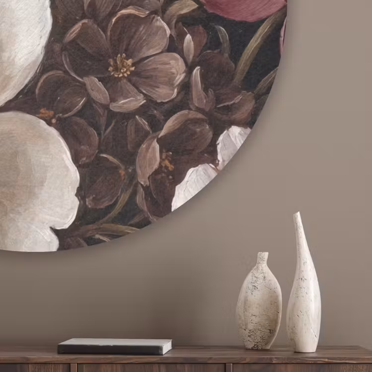 Bloemen - Boeket - Klassiek - Donker - Rood Akoestische PET Vilt - Rond klein -sfeer5_closeup