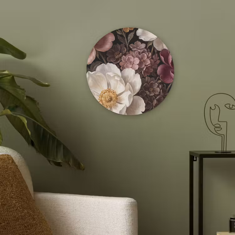 Bloemen - Boeket - Klassiek - Donker - Rood Akoestische PET Vilt - Rond klein -sfeer2