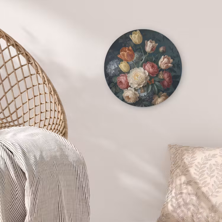 Bloemen - Boeket - Natuur - Klassiek - Donker Akoestische PET Vilt - Rond klein -sfeer4