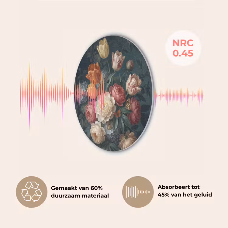 Bloemen - Boeket - Natuur - Klassiek - Donker Akoestische PET Vilt - Rond klein -USP_NL
