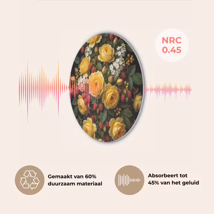 Bloemen - Boeket - Natuur - Klassiek - Geel Akoestische PET Vilt - Rond klein -USP_NL