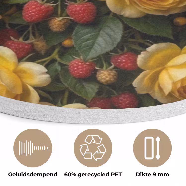 Bloemen - Boeket - Natuur - Klassiek - Geel Akoestische PET Vilt - Rond klein -closeup_NL