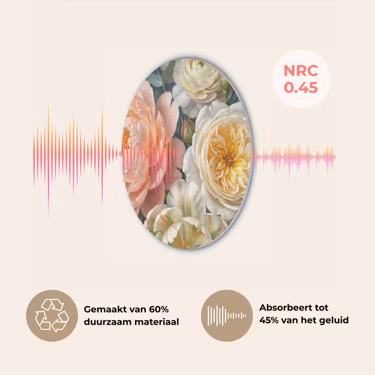 Bloemen - Boeket - Natuur - Klassiek - Kleurrijk Akoestische PET Vilt - Rond klein -USP_NL