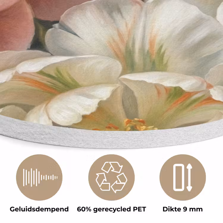 Bloemen - Boeket - Natuur - Klassiek - Kleurrijk Akoestische PET Vilt - Rond klein -closeup_NL