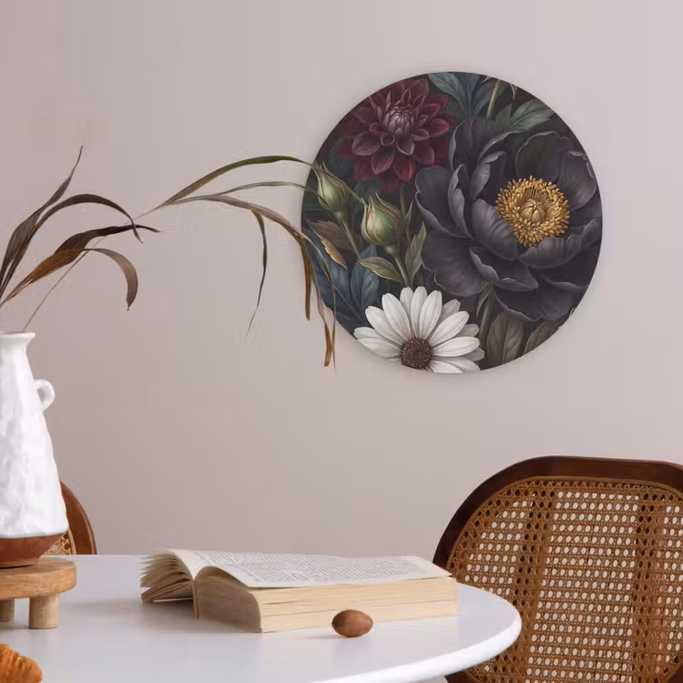 Bloemen - Boeket - Natuur - Klassiek - Weelderig Akoestische PET Vilt - Rond klein -sfeer3
