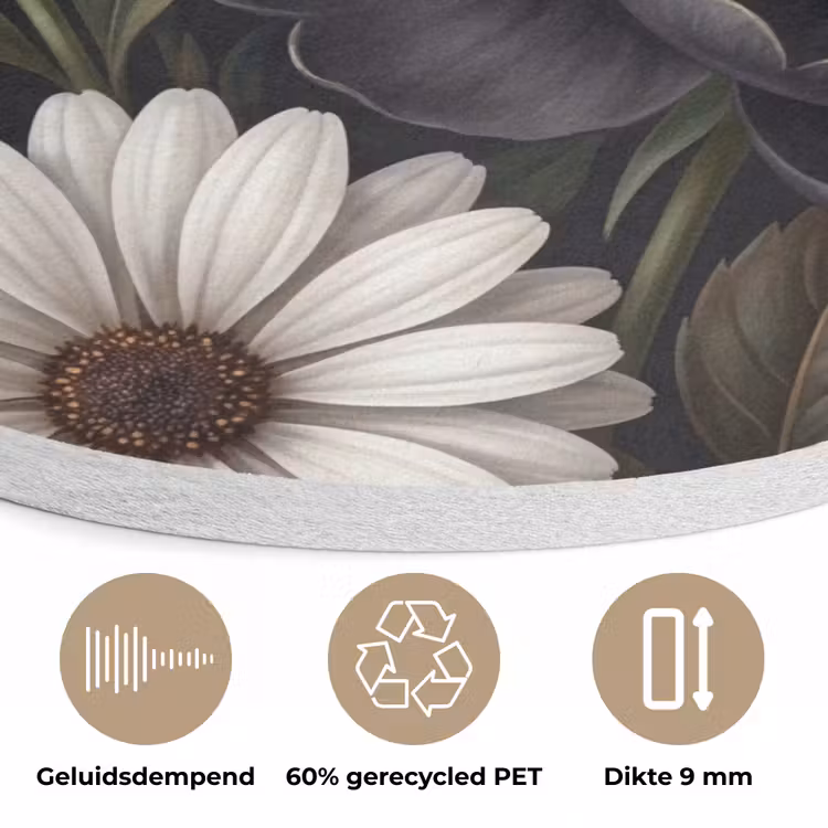 Bloemen - Boeket - Natuur - Klassiek - Weelderig Akoestische PET Vilt - Rond klein -closeup_NL