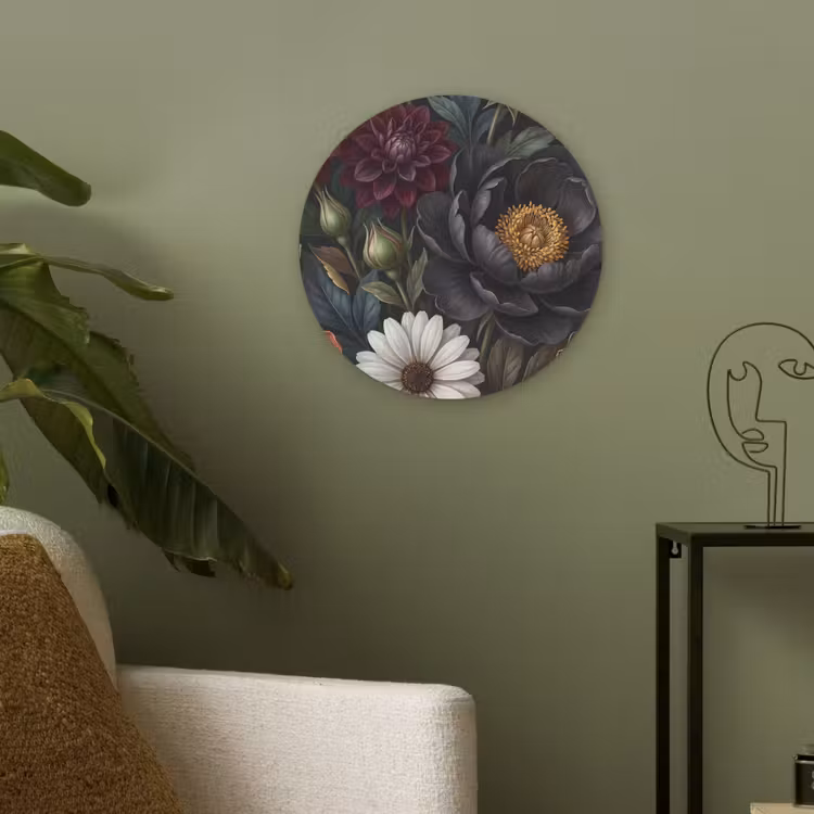 Bloemen - Boeket - Natuur - Klassiek - Weelderig Akoestische PET Vilt - Rond klein -sfeer2
