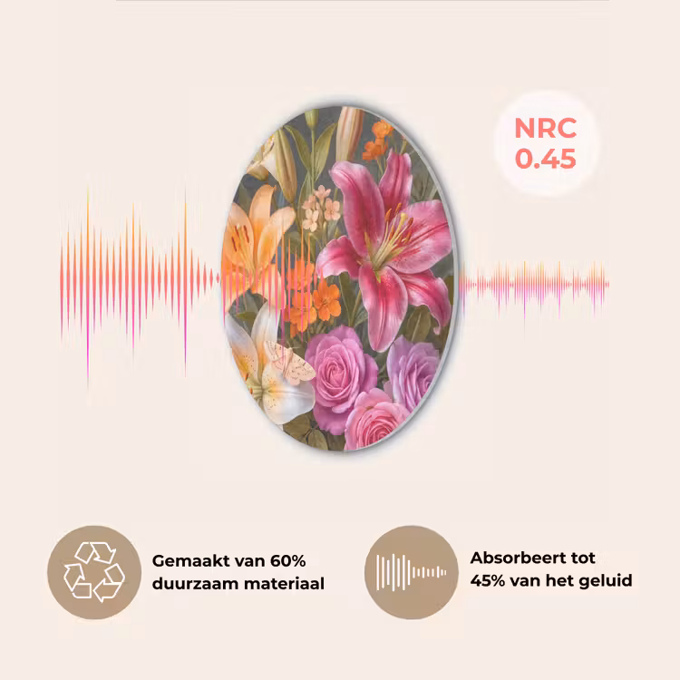 Bloemen - Boeket - Natuur - Kleurrijk - Modern Akoestische PET Vilt - Rond klein -USP_NL