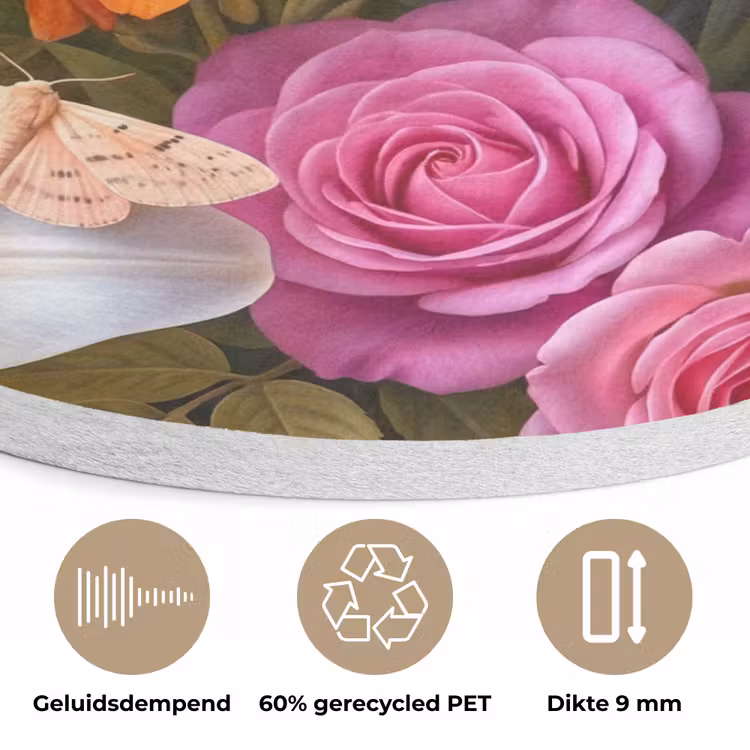 Bloemen - Boeket - Natuur - Kleurrijk - Modern Akoestische PET Vilt - Rond klein -closeup_NL