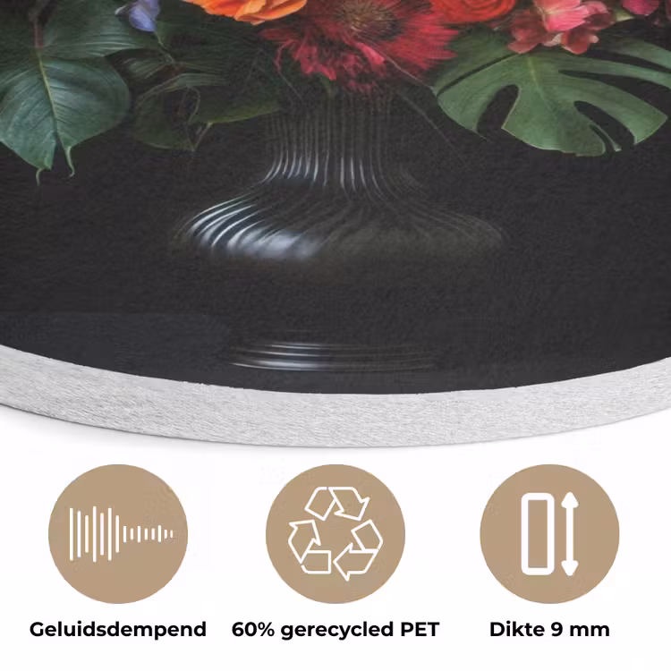 Bloemen - Boeket - Sierlijk Akoestische PET Vilt - Rond klein -closeup_NL