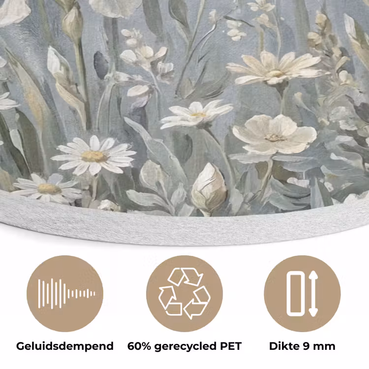 Bloemen - Botanisch - Blauw Akoestische PET Vilt - Rond klein -closeup_NL