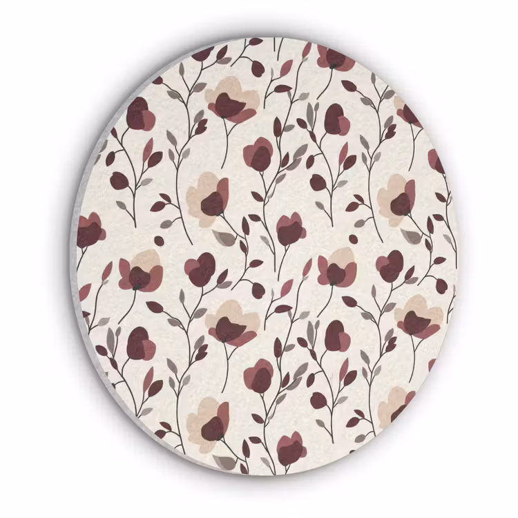 Bloemen - Botanisch - Bordeaux Akoestische PET Vilt - Rond klein 838 -3d