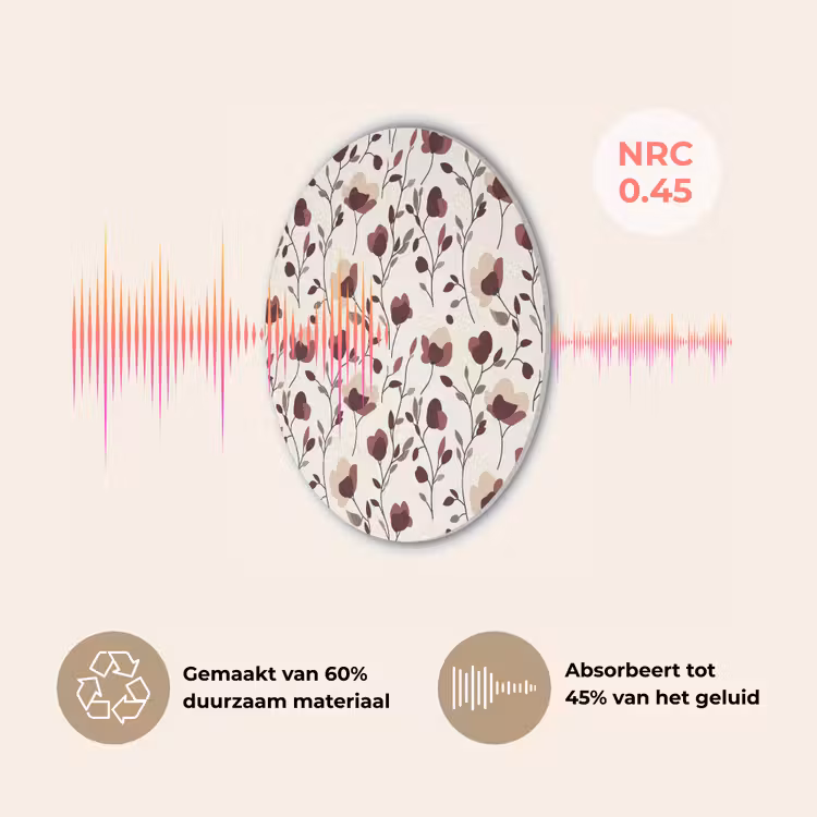 Bloemen - Botanisch - Bordeaux Akoestische PET Vilt - Rond klein 838 -USP_NL