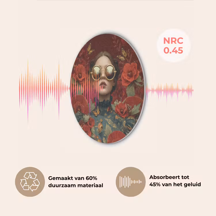 Bloemen - Dieprood - Zonnebril - Vrouw Akoestische PET Vilt - Rond klein -USP_NL