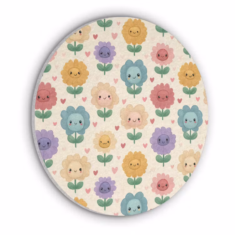 Bloemen - Hartjes - Kleurrijk Akoestische PET Vilt - Rond klein 838 -3d