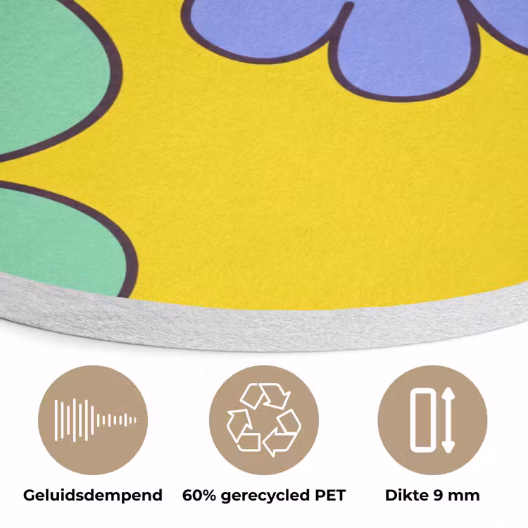 Bloemen - Illustratie - Kleurrijk Akoestische PET Vilt - Rond klein -closeup_NL