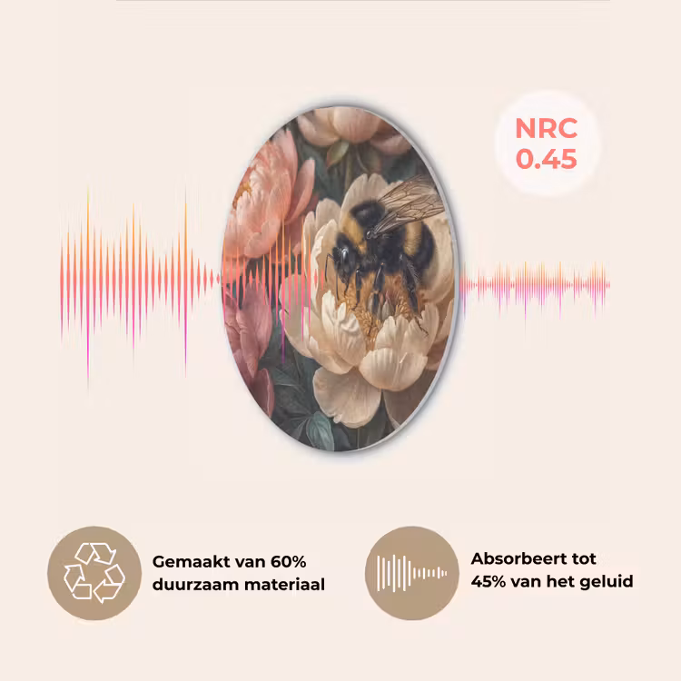 Bloemen - Insect - Natuur - Roze Akoestische PET Vilt - Rond klein -USP_NL