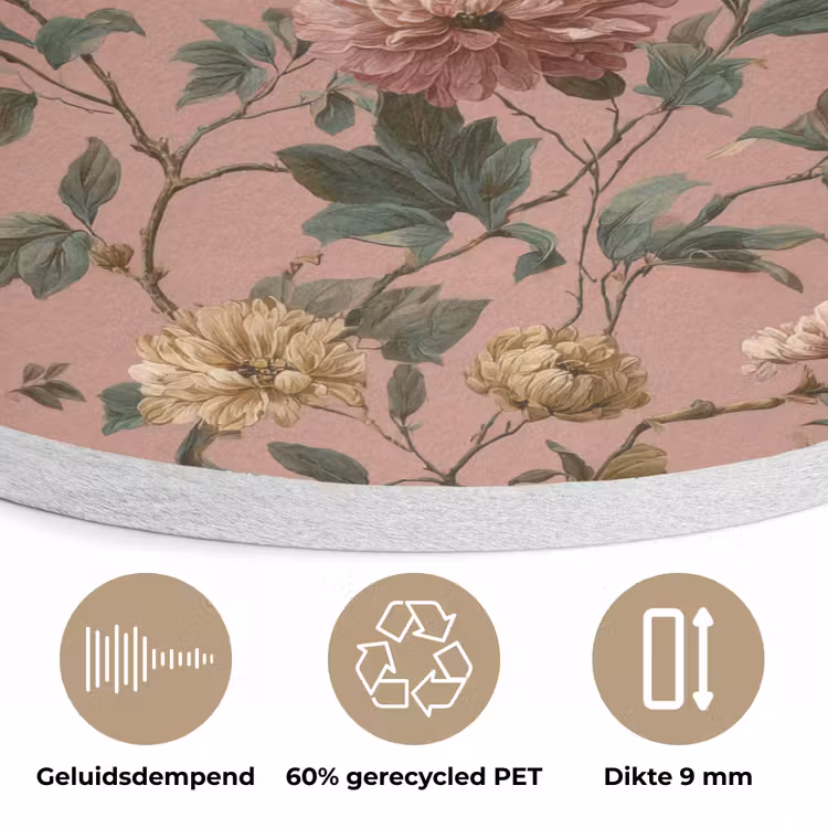 Bloemen - Klassiek - Roze Akoestische PET Vilt - Rond klein 838 -closeup_NL