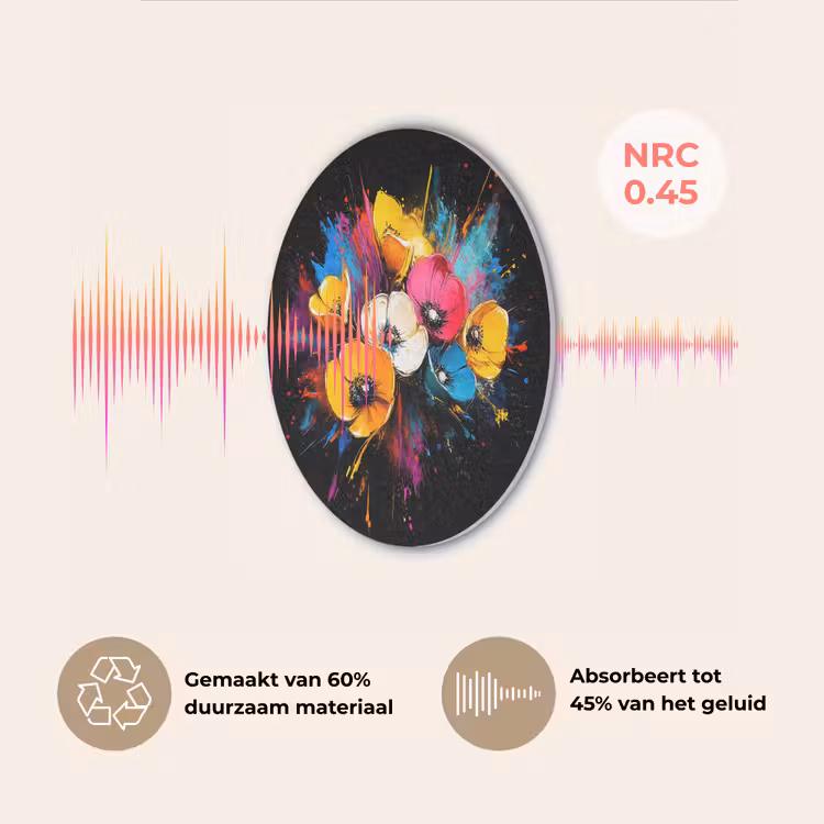 Bloemen - Kleurrijk - Graffiti - Modern - Boeket Akoestische PET Vilt - Rond klein -USP_NL
