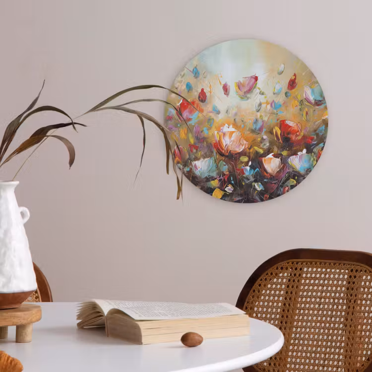 Bloemen - Kunst - Natuur - Olieverf Akoestische PET Vilt - Rond klein -sfeer3