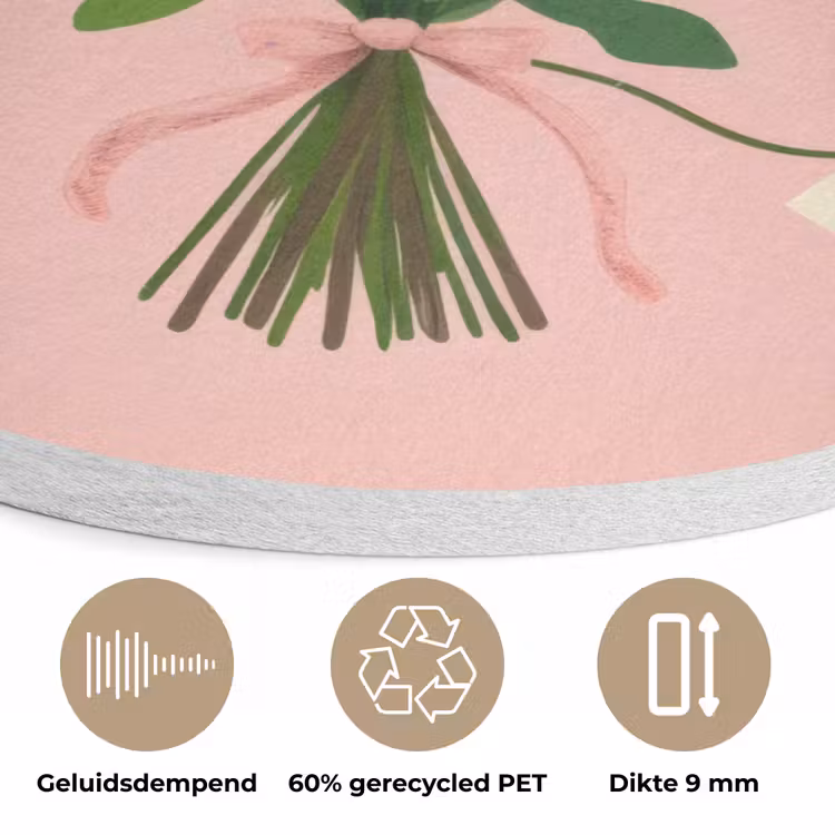Bloemen - Lint - Kaartje Akoestische PET Vilt - Rond klein -closeup_NL