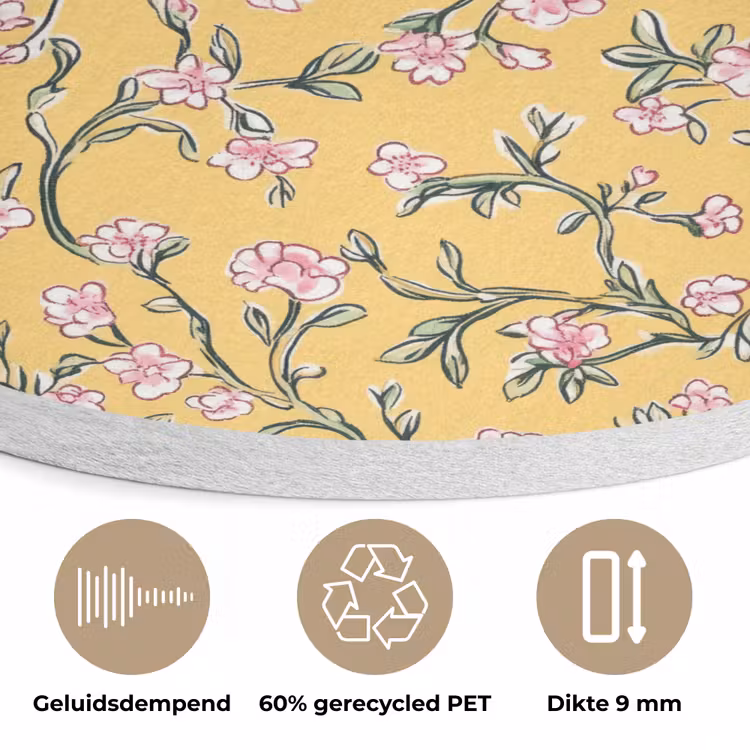 Bloemen - Motief - Geel Akoestische PET Vilt - Rond klein 838 -closeup_NL