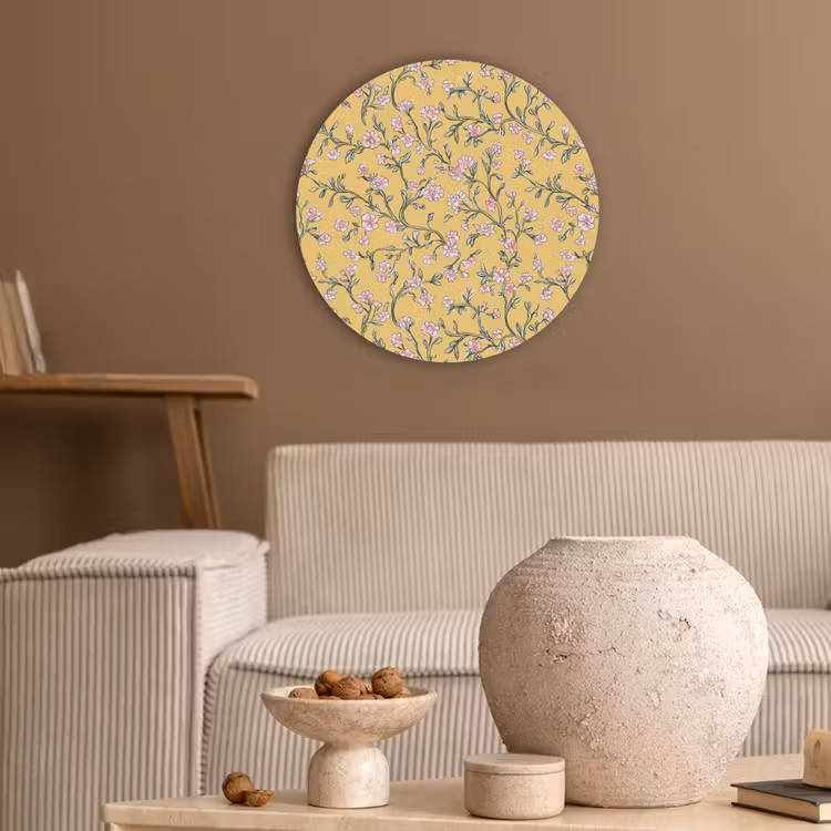 Bloemen - Motief - Geel Akoestische PET Vilt - Rond klein 838 -sfeer1