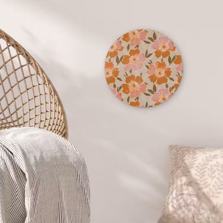 Bloemen - Motief - Retro Akoestische PET Vilt - Rond klein 838 -sfeer4