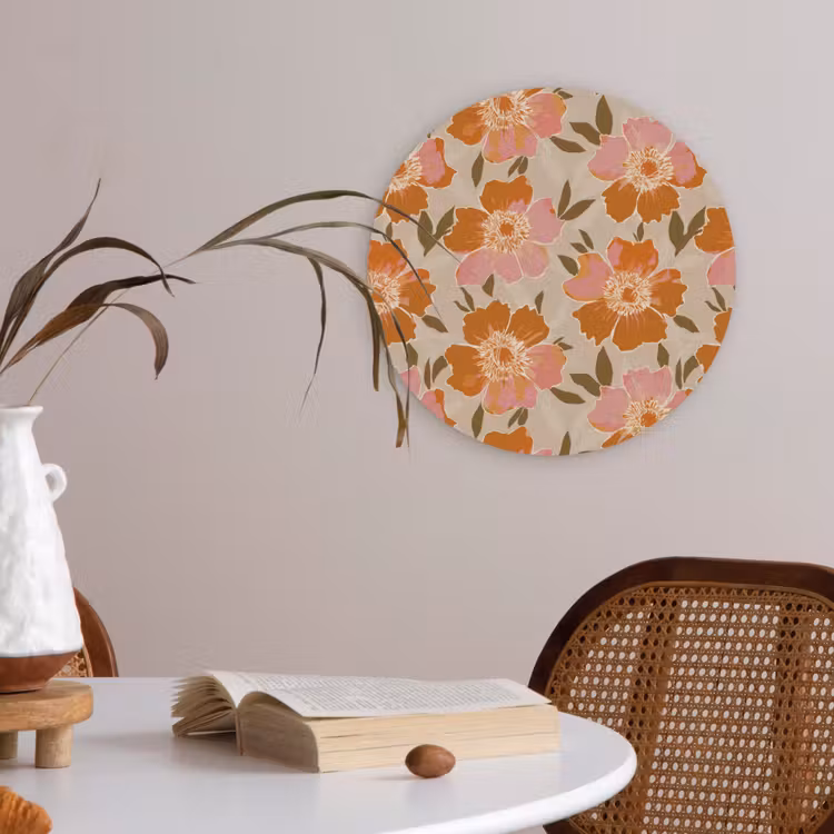 Bloemen - Motief - Retro Akoestische PET Vilt - Rond klein 838 -sfeer3