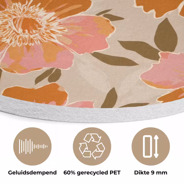 Bloemen - Motief - Retro Akoestische PET Vilt - Rond klein 838 -closeup_NL