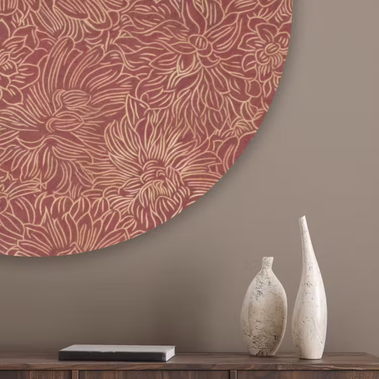 Bloemen - Motief - Rood Akoestische PET Vilt - Rond klein 838 -sfeer5_closeup