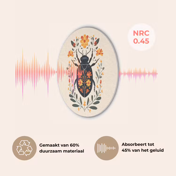 Bloemen - Oranje - Planten - Sierlijk Akoestische PET Vilt - Rond klein -USP_NL