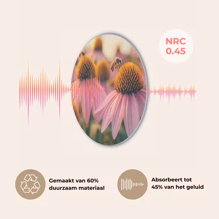 Bloemen - Paars - Bijen Akoestische PET Vilt - Rond klein -USP_NL
